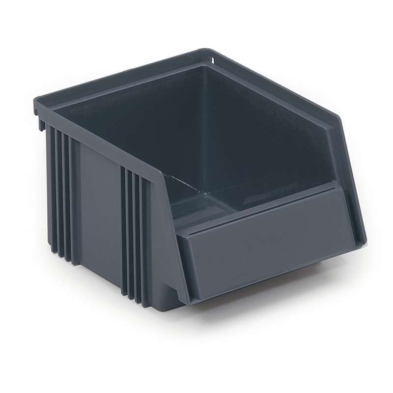 Stacking Poly Bin with Open Front, Grey, 7.55 x 5.86 x 4.13", Case of 45 Bins